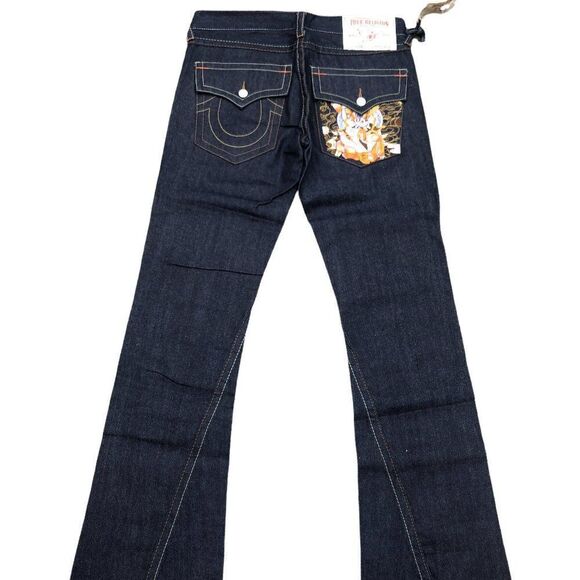 Brand New Vintage True Religion Embroidered Jeans Size 32 JOEY Blue - Picture 4 of 12